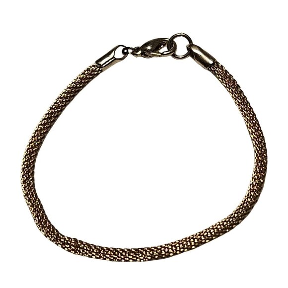 Vintage Elegant Gold Tone Mesh Rope Bracelet Classic Minimalist Fashion Jewelry - Picture 1 of 4